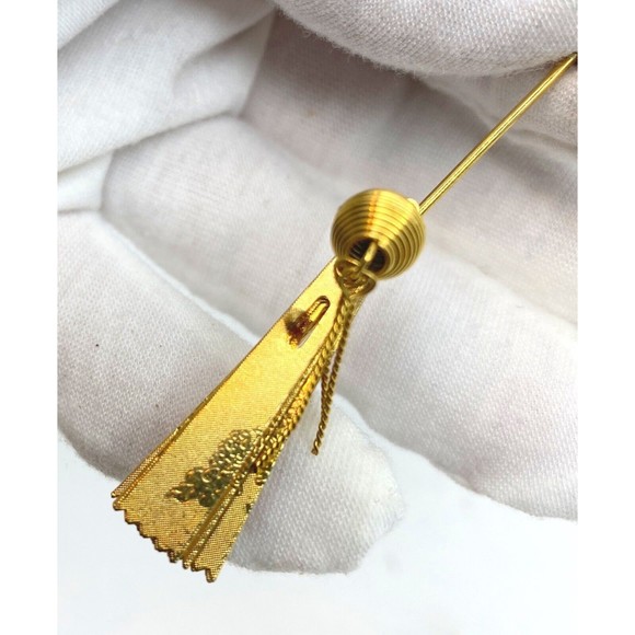 Vintage Adjustable Asian Theme Gold Tone Fan Stick Pin - Picture 6 of 13